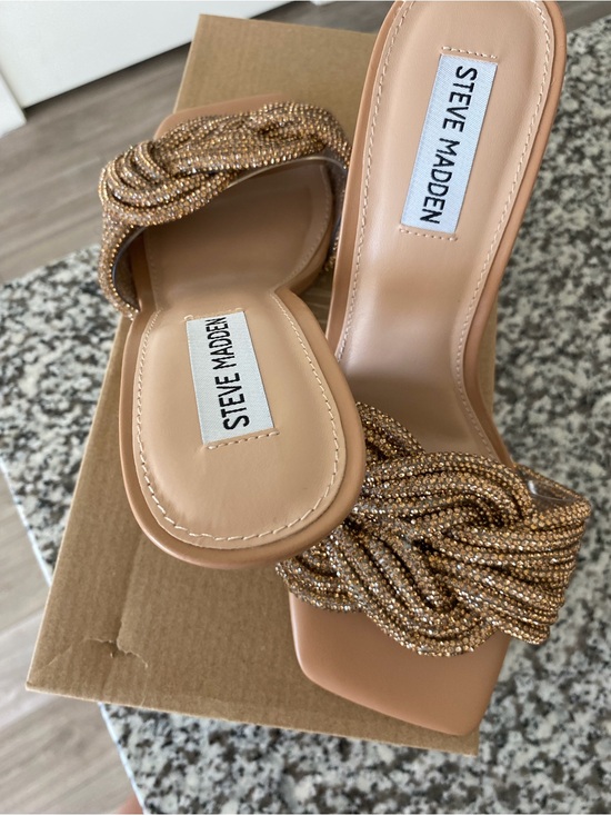 Steve Madden Shoes - Steve Madden Nude Beaded Knot Slide Sandals
